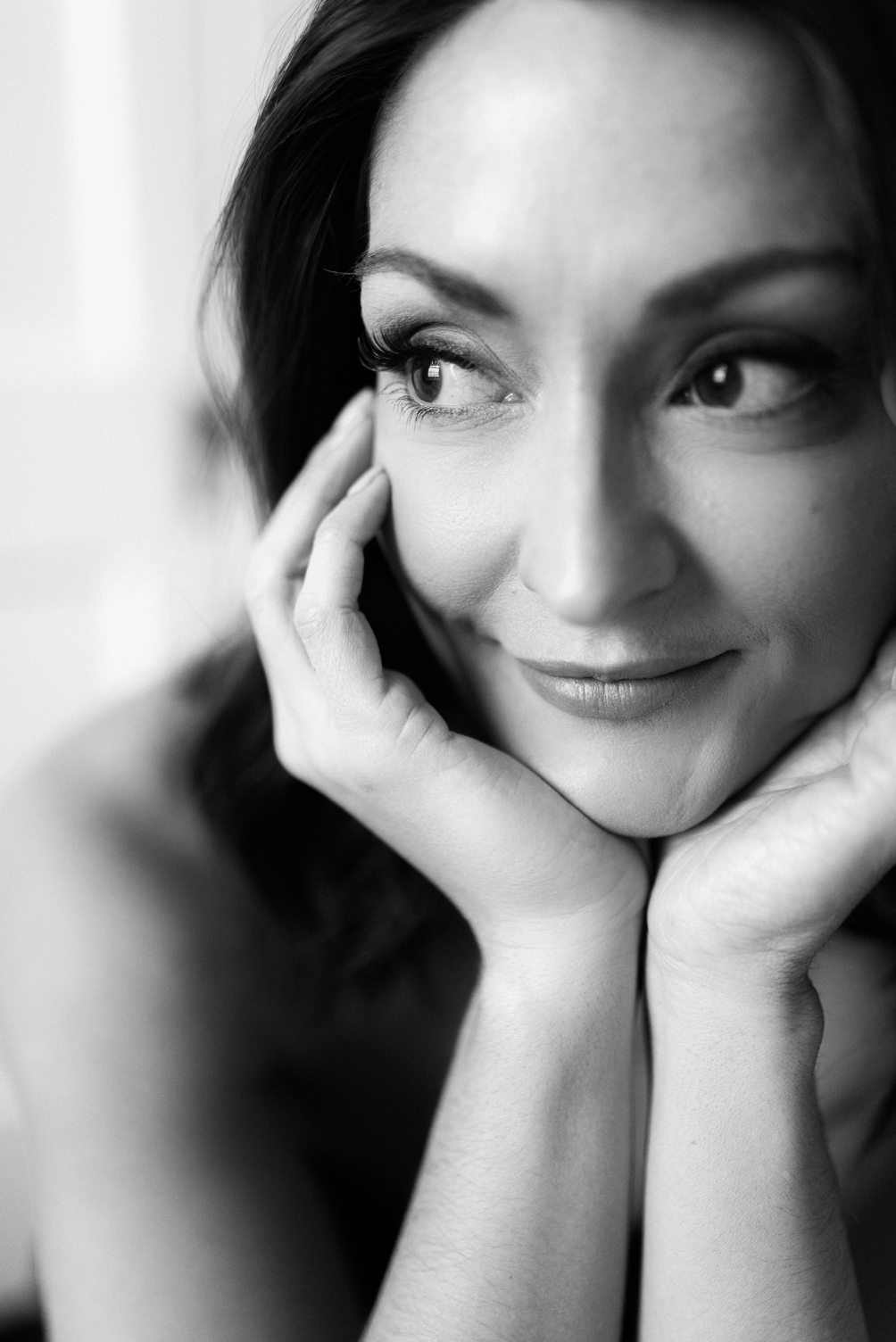 woman wearing a wig looking confident